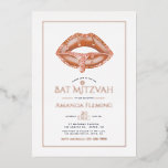 Rose Gold Lips Bat Mitzvah Foto Einladung<br><div class="desc">Coole Aquarelllips Bat Mitzvah Einladung in Akzenten von Rose Gold individuell auf Ihre Veranstaltung Besonderheiten.</div>