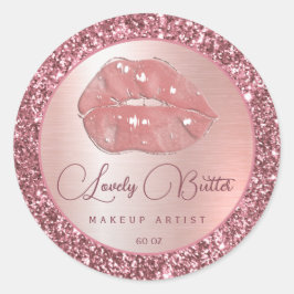 Rose Gold Lips Makeup Artist Circle Boutique Logo Runder Aufkleber