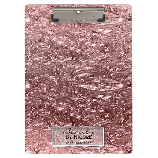 Rose Gold Liquid Chrome Metallic Chic Glam Klemmbrett (Vorderseite)