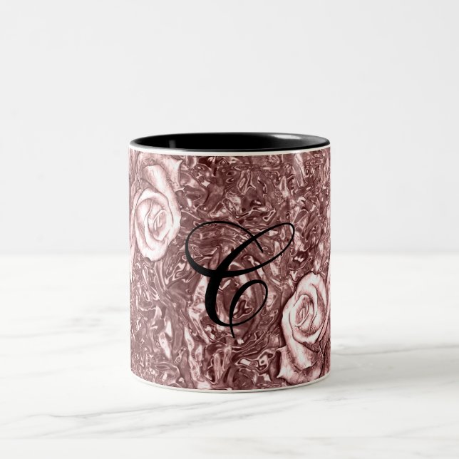 Rose Gold Liquid Chrome Metallic Chic Glam Zweifarbige Tasse (Mittel)