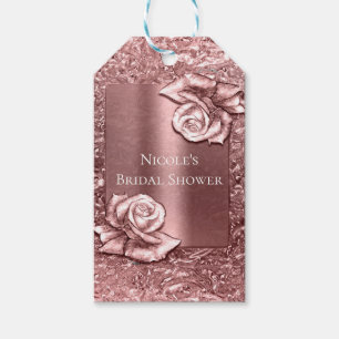Rose Gold Liquid Chrome Metallic Floral Chic Party Geschenkanhänger