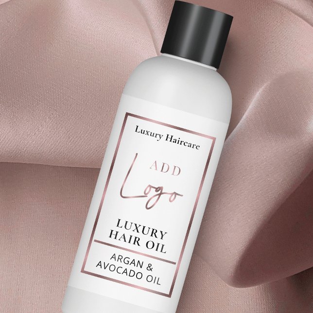 Rose-Gold-Logo 4 OZ Kosmetisches Flaschenwrapper-E Rechteckiger Aufkleber (Rose gold and white skincare bottle wrap around labels with space for your logo)