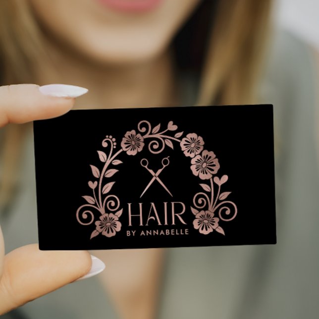Rose-Gold-Logo-Friseurliste Visitenkarte (Von Creator hochgeladen)