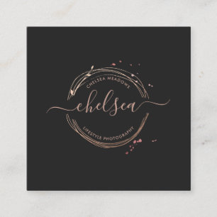Rose Gold Logo Geschäftskarte Quadratische Visitenkarte