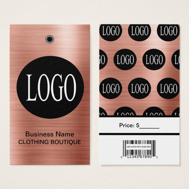 Rose-Gold-Logo mit Bar Code-Preismarken (Vorne & Hinten)