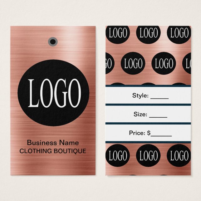 Rose-Gold-Logo mit Bar Code-Preismarken (Vorne & Hinten)