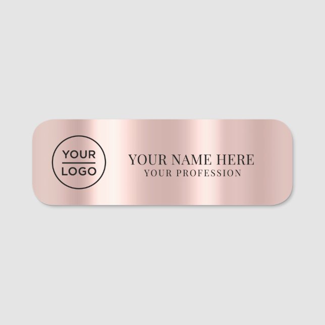 Rose Gold Logo Mitarbeiter magnetisch, Sicherheit  Namensschild (Vorderseite)