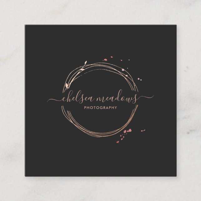 Rose Gold Logo-Visitenkarte Quadratische Visitenkarte (Vorderseite)
