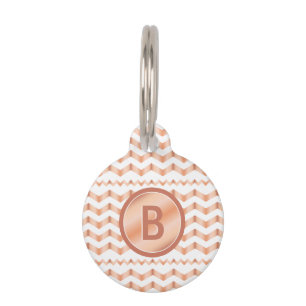 Rose Gold Look-like Zickzack Muster mit Monogramm Tiernamensmarke