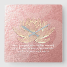 Rose Gold Lotus Yoga Medical Instructor Quotes Quadratische Wanduhr