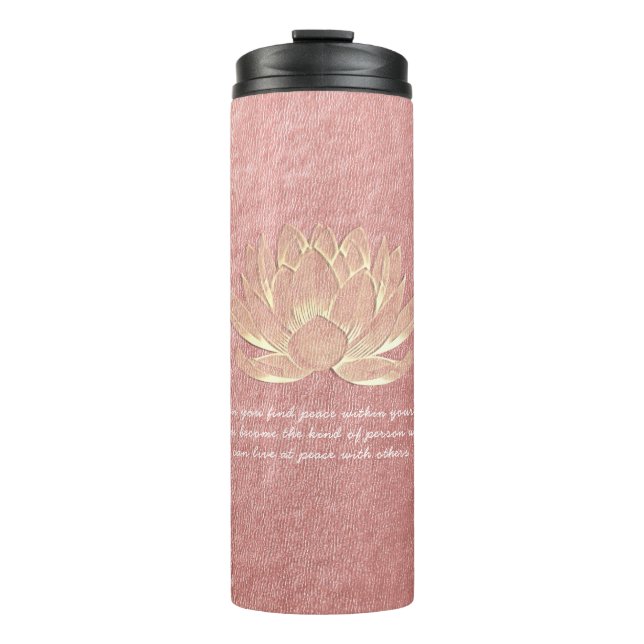 Rose Gold Lotus Yoga Medizin Lehrinstruktor Zitate Thermosbecher (Vorderseite)