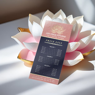 Rose Gold Lotus YOGA Reiki Instruktorpreisliste Werbekarte