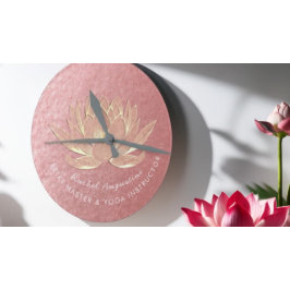 Rose Gold Lotus Yoga Studio Meditation Instructor Runde Wanduhr