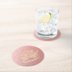 Rose Gold Lotus Yoga Studio Meditation Instructor Runder Pappuntersetzer