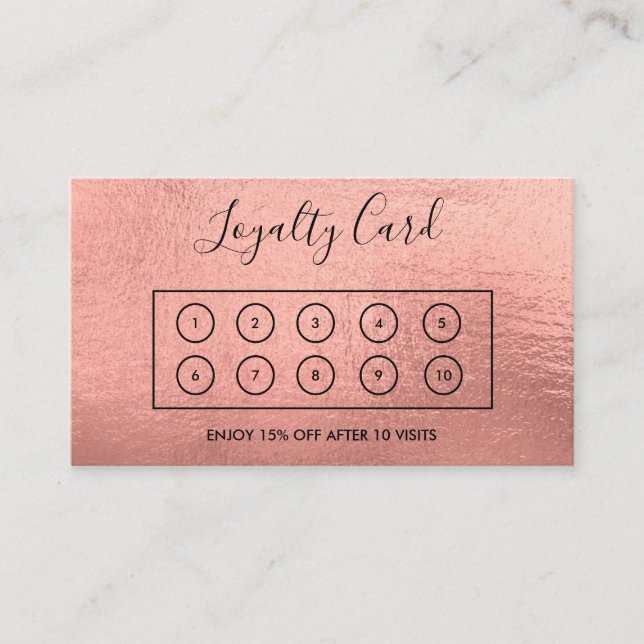 Rose Gold Loyalty Card Visitenkarte (Vorderseite)