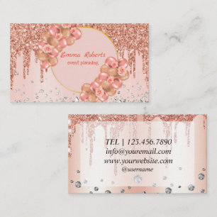 Rose Gold Luftballons Partyplaner Chic Modern Visitenkarte