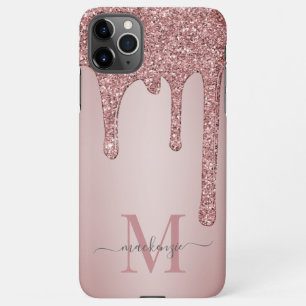 Rose Gold Luxury Glam Glitzer Tropfen Monogram iPhone 11Pro Max Hülle