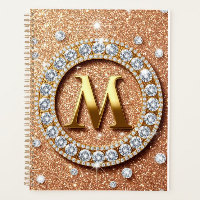 ✨ Rose Gold M Monogramm Planer Chic Geschenk Desig (Vorderseite)