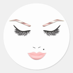 Rose Gold Make-up Gesicht Augenbrauen Lippen Glamo Runder Aufkleber