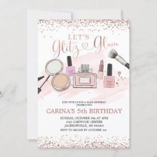 Rose Gold Makeover Girl Geburtstagsfeier Einladung