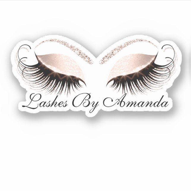 Rose Gold Makeup Artist Lashes Pink Aufkleber (Vorderseite)