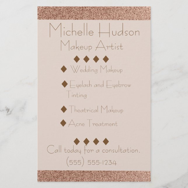 Rose Gold Makeup Artist Schönheitssalon Flyer (Vorne)