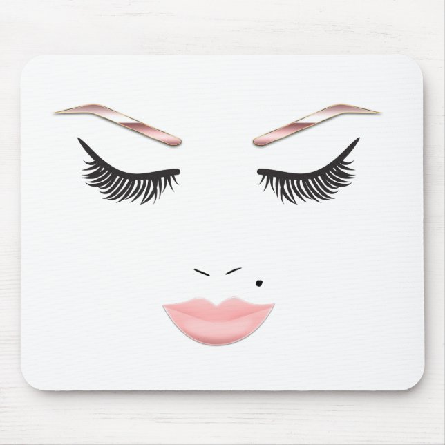 Rose Gold Makeup Gesicht Augenbrauen Lips Glam Bea Mousepad (Vorne)