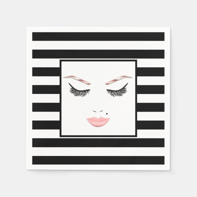 Rose Gold Makeup Gesicht Augenbrauen Lips Glam Bea Serviette (Vorderseite)