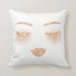 Rose Gold Makeup Lips Lashes Augen Funkelnd Glitze Kissen