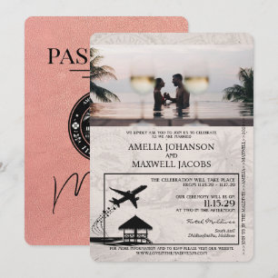 Rose Gold Maldives Pass Einladung Hochzeit