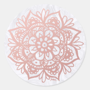Rose Gold Mandala auf der Aufkleber aus weißem Mar
