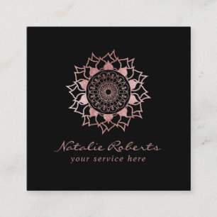 Rose Gold Mandala Blume Logo Beauty Salon Wellness Quadratische Visitenkarte