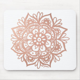 Rose Gold Mandala Blume Rosa Mousepad