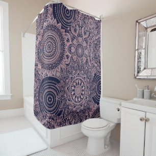 Rose Gold Mandala Collection Blaues Design Duschvorhang