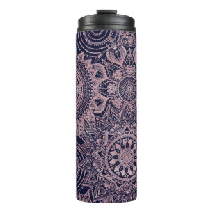 Rose Gold Mandala Collection Blaues Design Thermosbecher