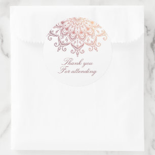 Rose Gold Mandala Danke Runder Aufkleber