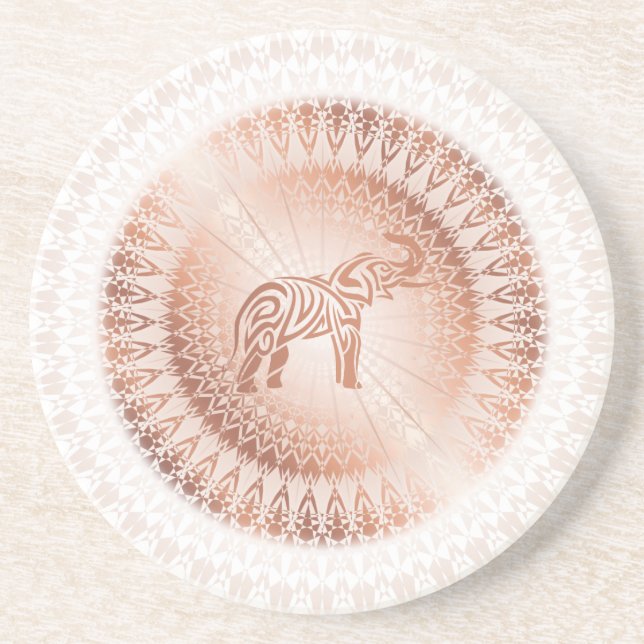 Rose Gold Mandala Elephant Getränkeuntersetzer (Vorne)