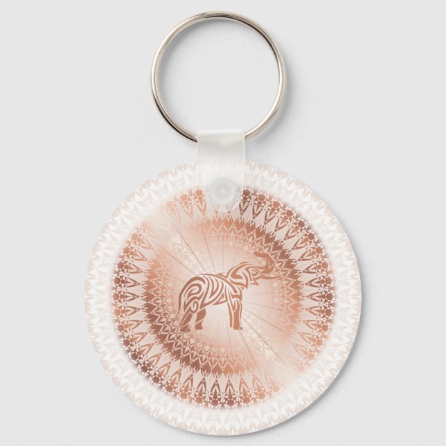 Rose Gold Mandala Elephant Schlüsselanhänger (Vorderseite)