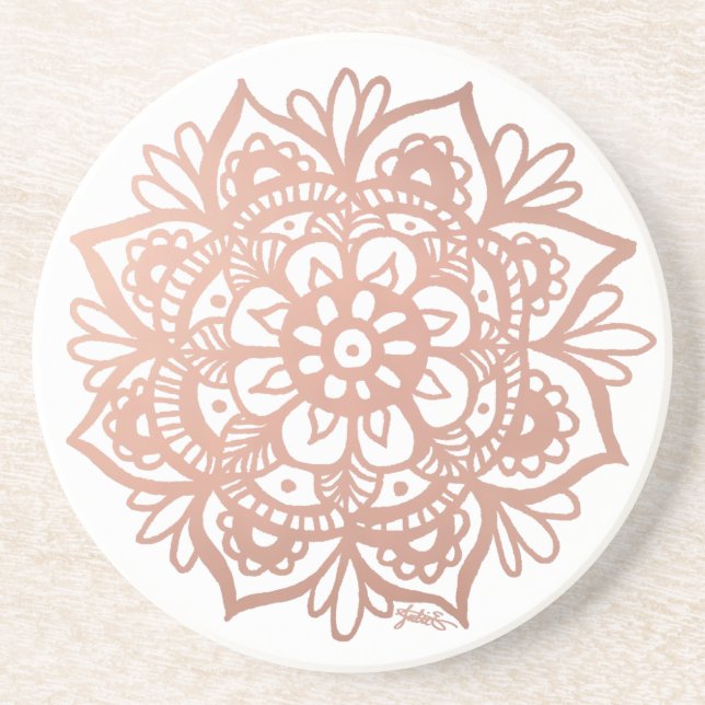 Rose Gold Mandala Getränkeuntersetzer (Vorne)