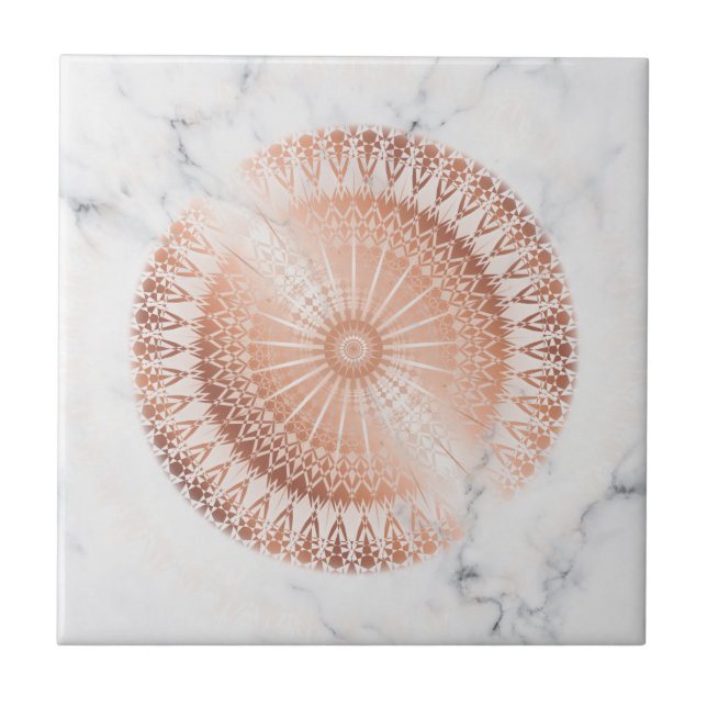 Rose Gold Mandala Gray Marble Fliese (Vorderseite)