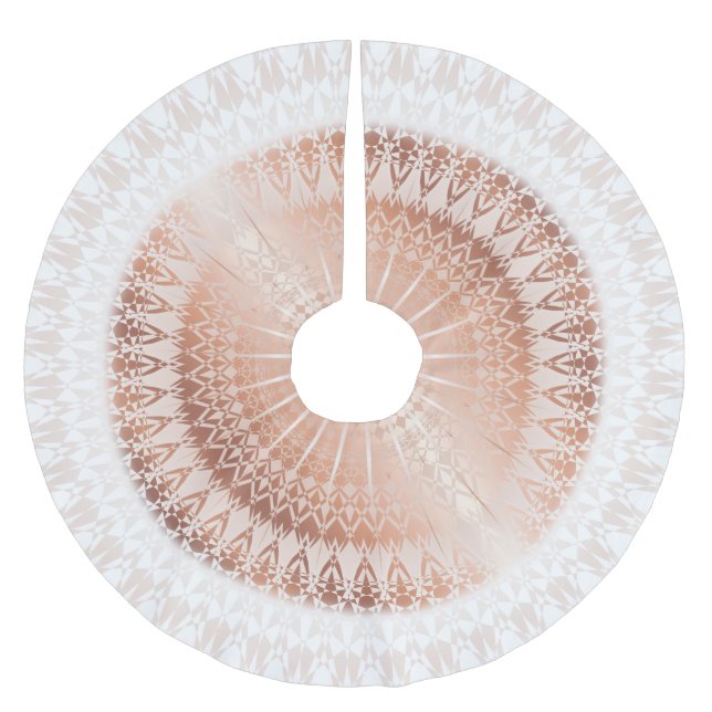 Rose Gold Mandala Polyester Weihnachtsbaumdecke (Vorderseite)