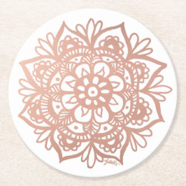 Rose Gold Mandala Runder Pappuntersetzer