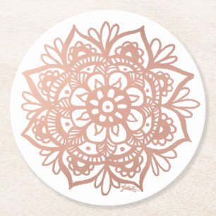 Rose Gold Mandala Runder Pappuntersetzer