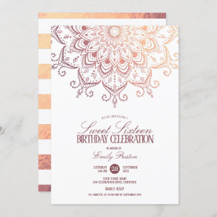 Rose Gold Mandala Sweet 16 Party Einladung