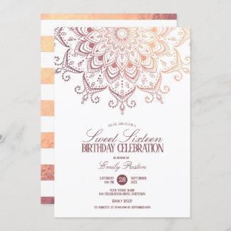 Rose Gold Mandala Sweet 16 Party Einladung