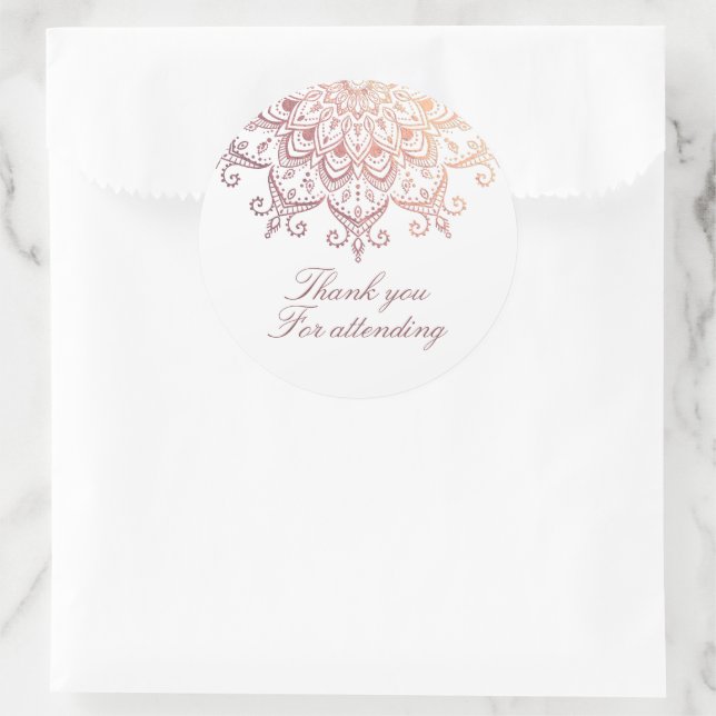 Rose Gold Mandala Vielen Dank Runder Aufkleber (Tasche)