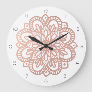 Rose Gold Mandala Wall Clock Große Wanduhr