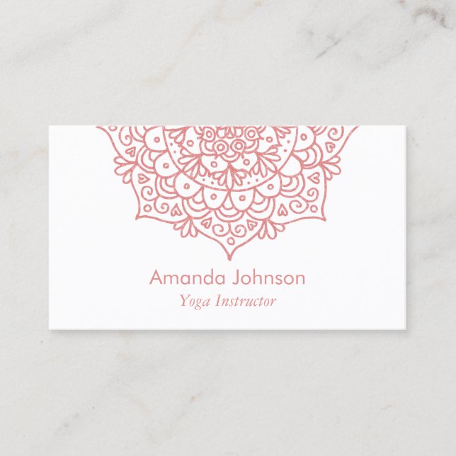 Rose Gold Mandala Yoga Instructor Business Card Visitenkarte (Vorderseite)