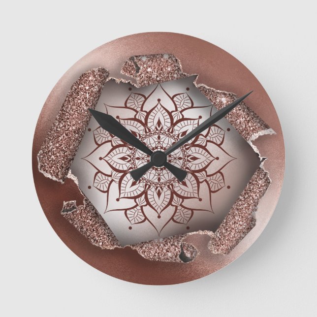ROSE GOLD MANDALA YOGA ZEN LIFE COACH INITIATIVE RUNDE WANDUHR (Vorderseite)