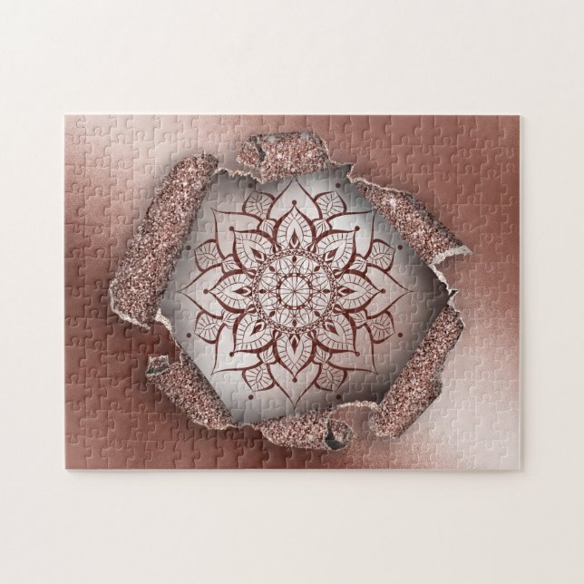 Rose Gold Mandala Yoga Zen Puzzle (Horizontal)